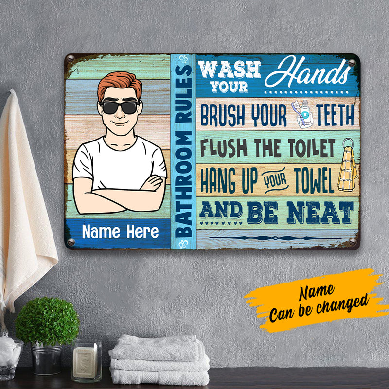 Download Personalized Bathroom Rules Metal Sign Jl143 26o57 Famvibe Store