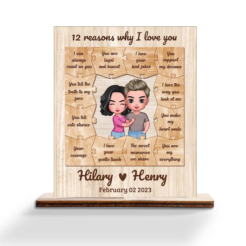 Personalized Romantic Gifts for Her - Custom Valentines Gifts for Him  Engraved, Unique Valentine Puzzle Card, Wooden Heart Shaped Plaque, 5 Year  Wood