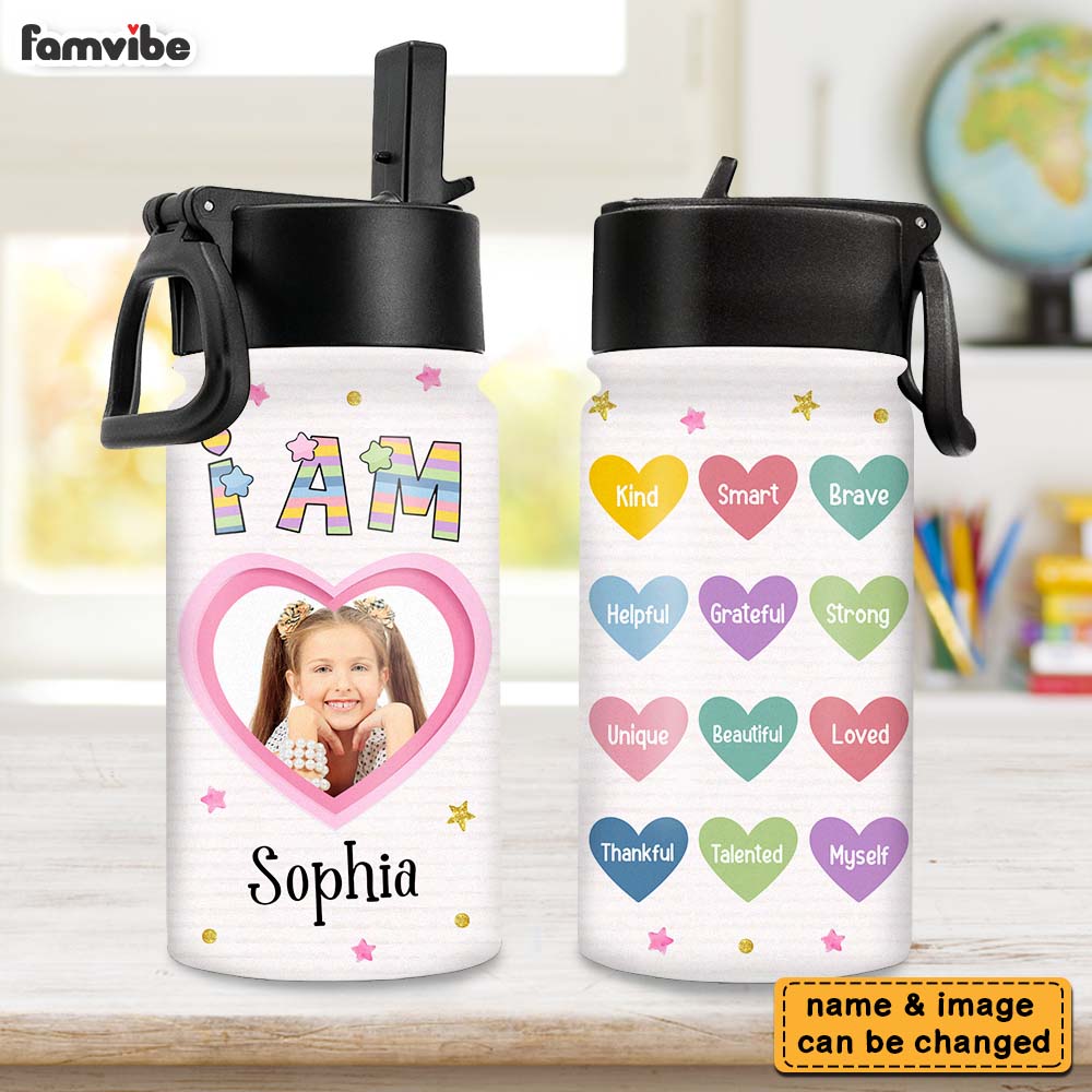 Kind Smart Loved - Personalized Kids Water Bottle With Straw Lid - callown