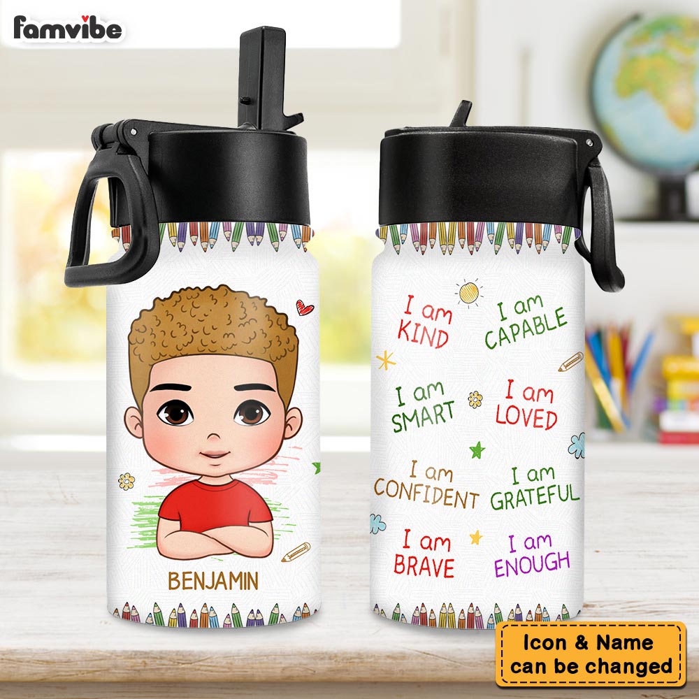 Making Waves In School - Personalized Kids Water Bottle With Straw Lid