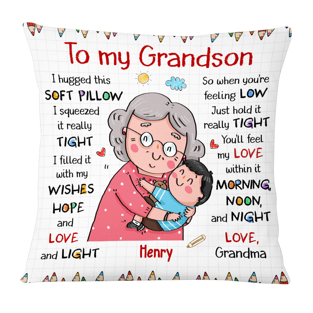 Personalized Gift For Grandson Baby Shark Hug This Pillow 27887 - Famvibe