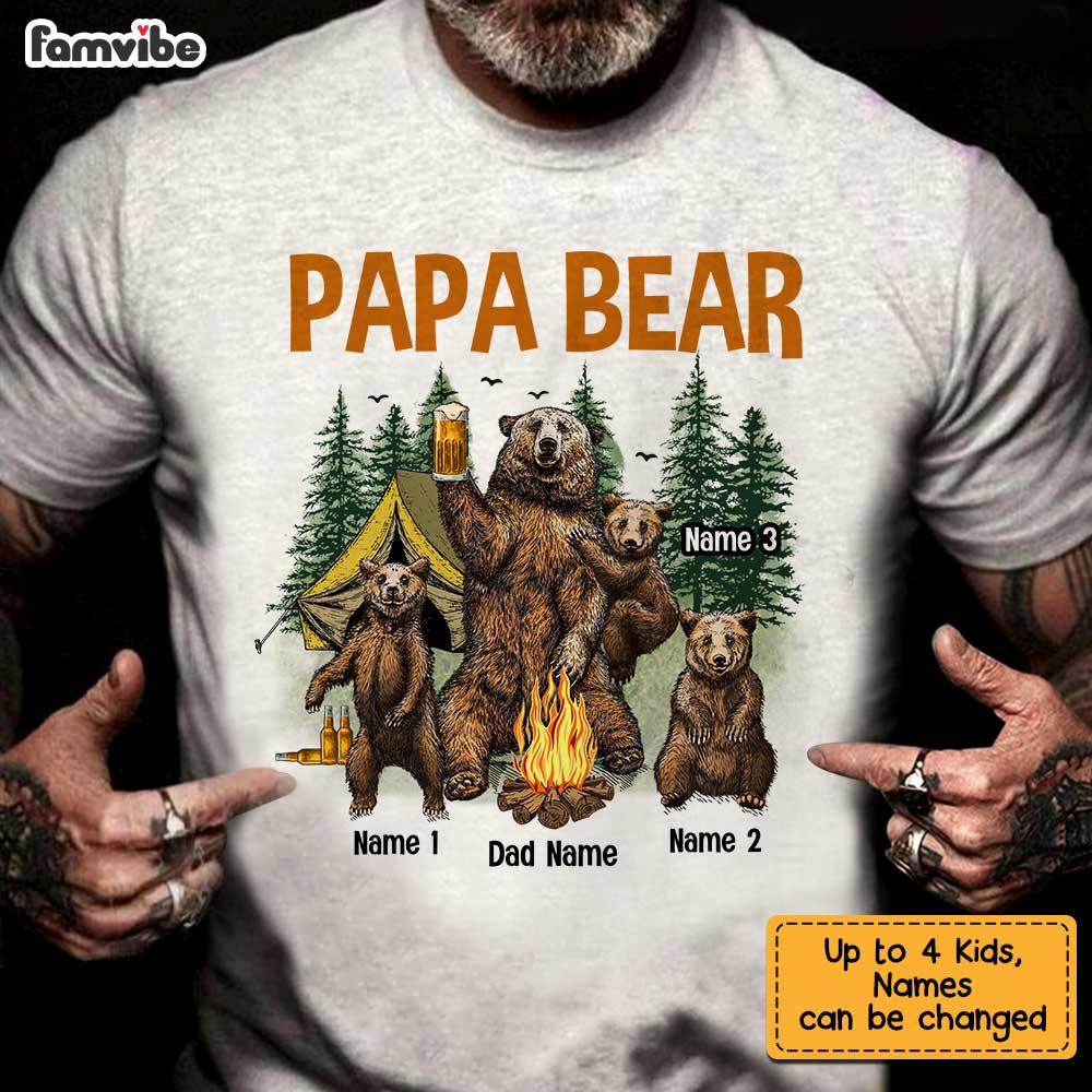 Papa Bear Shirt With Kids Names Personalized Papa Gift Papa Shirt