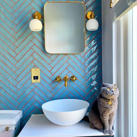 Cute pet as a bathroom basin styling tip