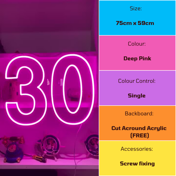 30 neon sign product specifications