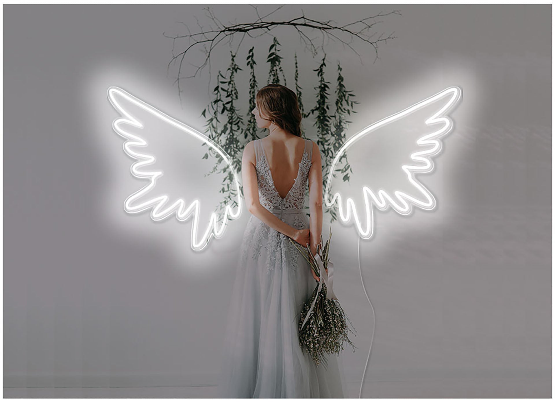 angel wings neon light sign