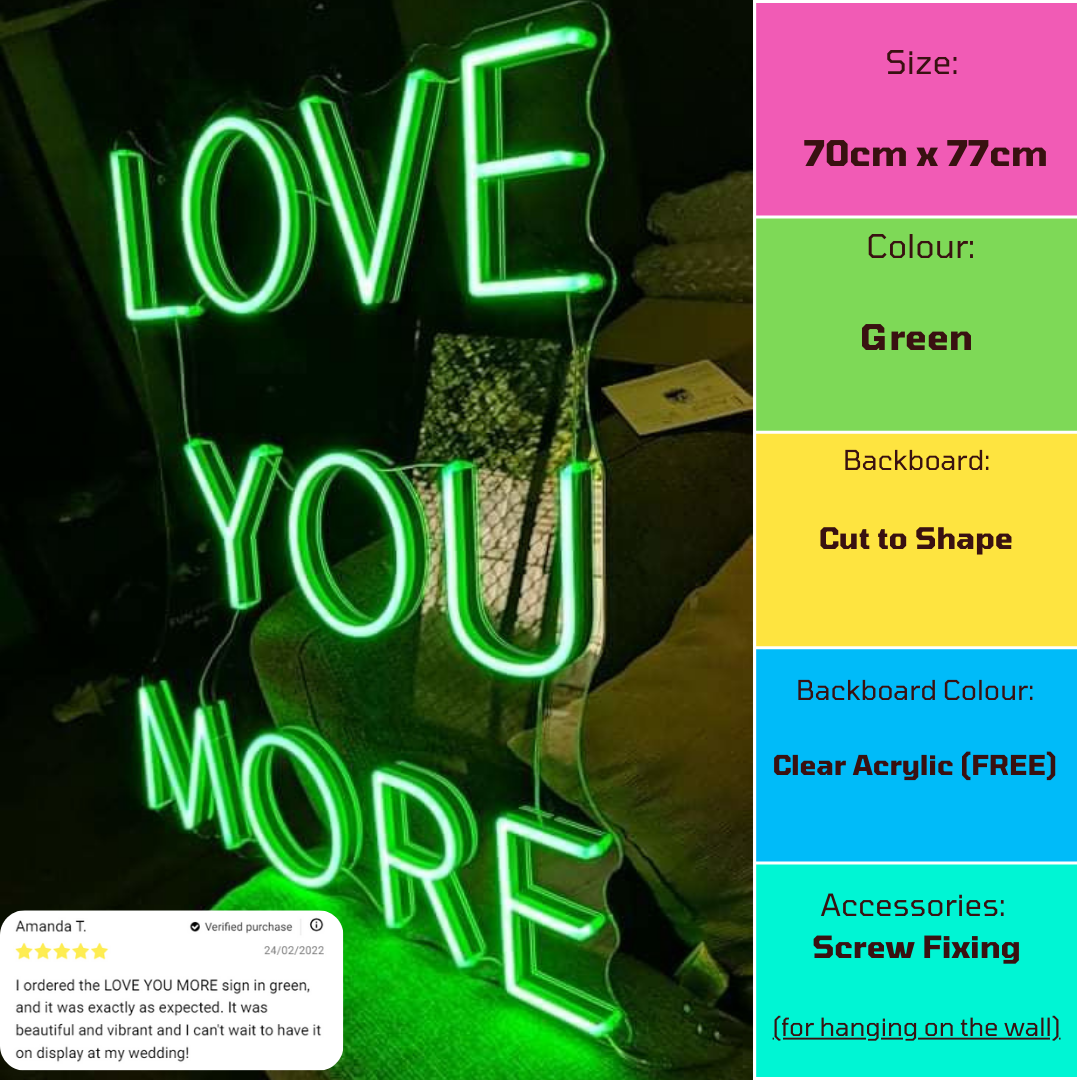 LOVE YOU MORE LED neon light product specifications