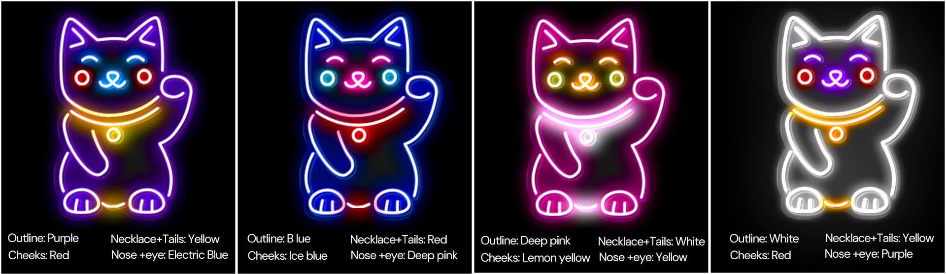 luckly cat neon sign color