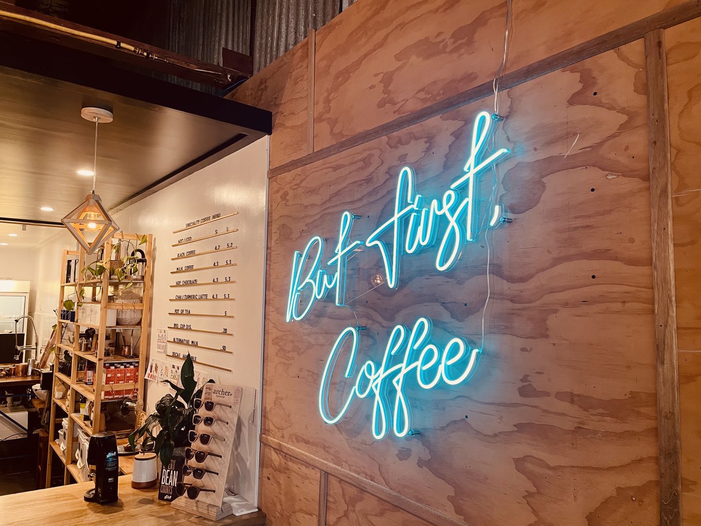 but first coffee neon