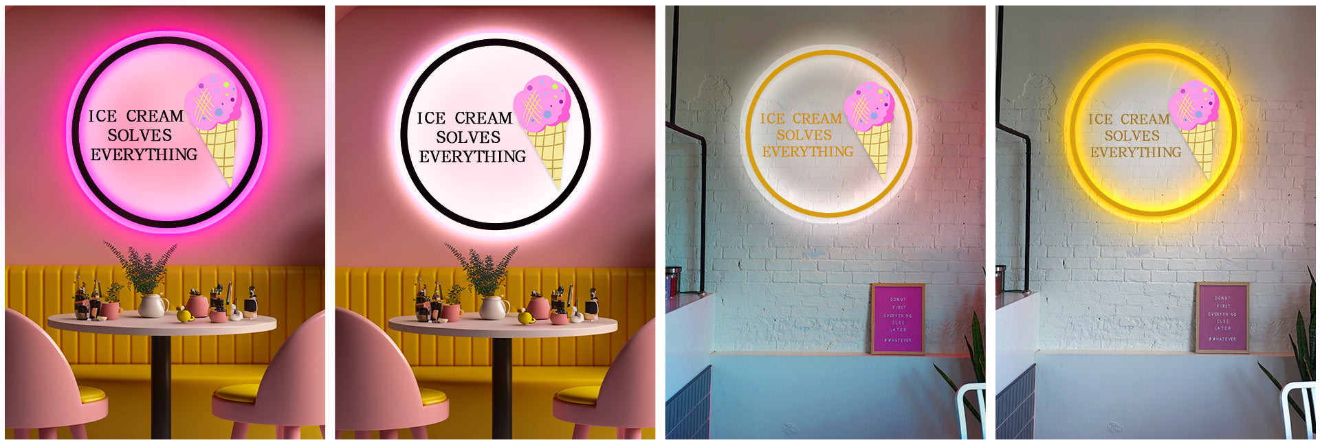 ice cream solves everything neon signs