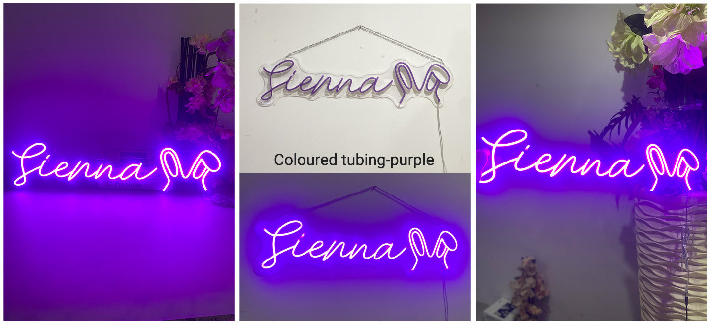 customizable name neon sign with rabbit