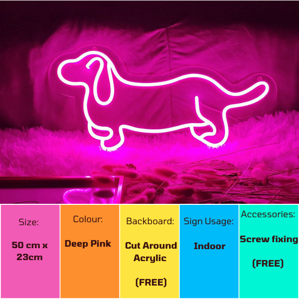 Deep Pink Dachshund neon sign's product specifications