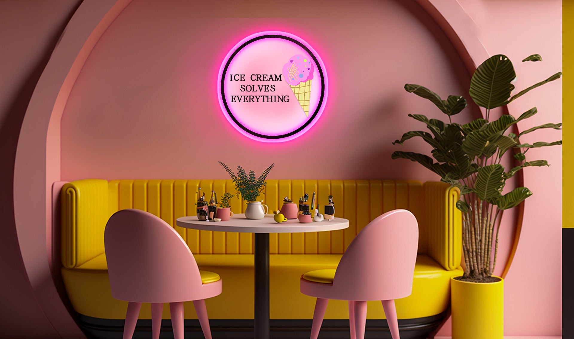 ice cream solves everything 3D neon signs