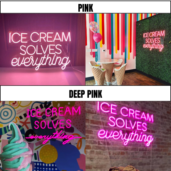 ice cream solves everything in different pinks
