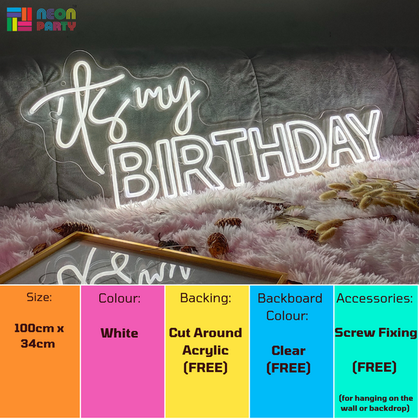 white its my birthday neon sign's product specifications