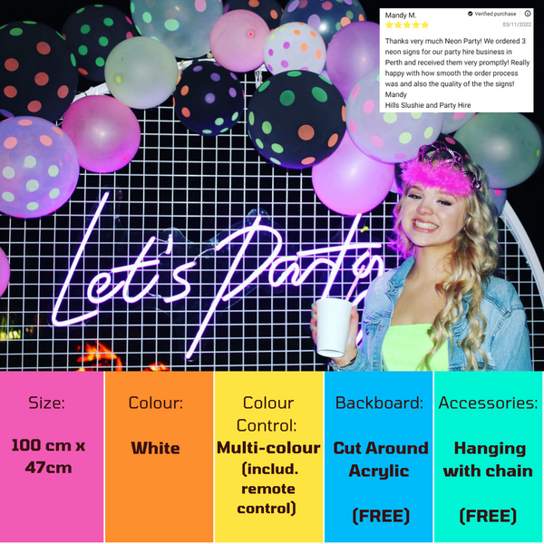 Multi-colour let party sign's product specifications