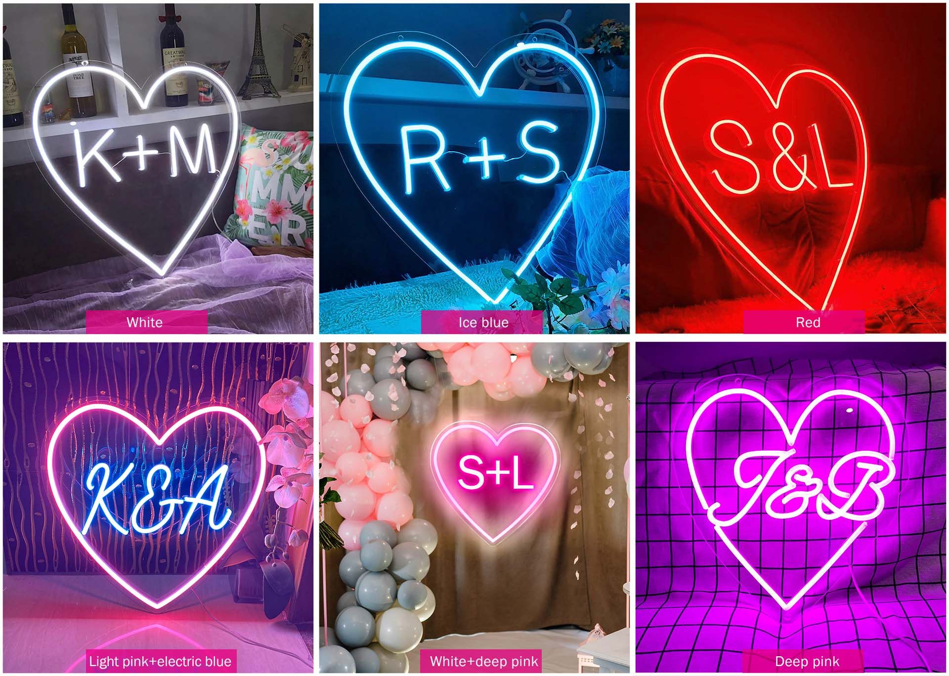 first name neon heart sign custom