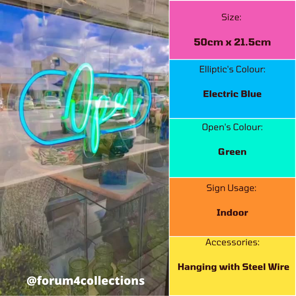 Blue and Green OPEN sign's product specifications