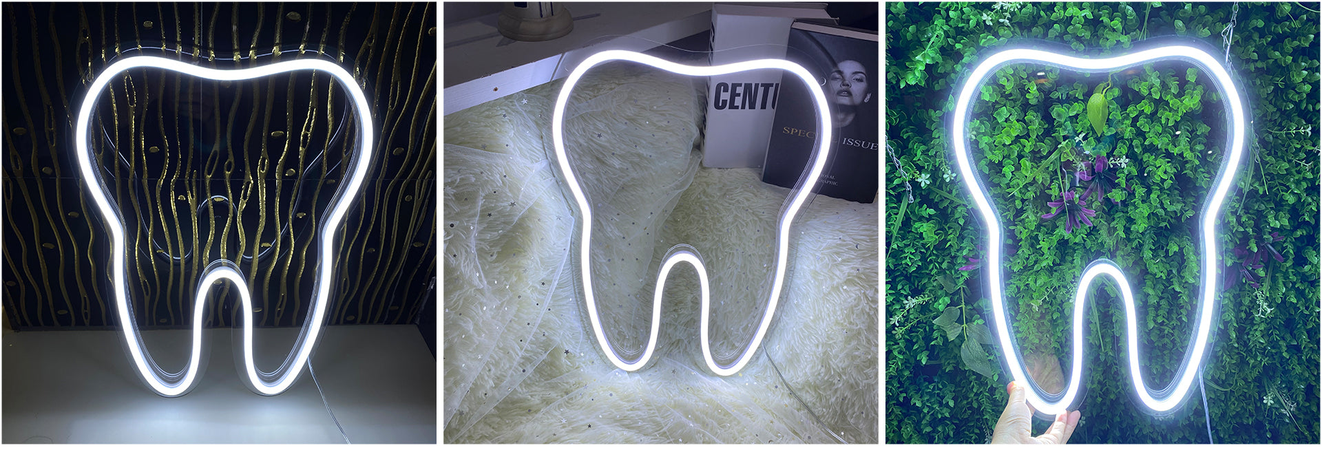 tooth neon sign for dental hospital