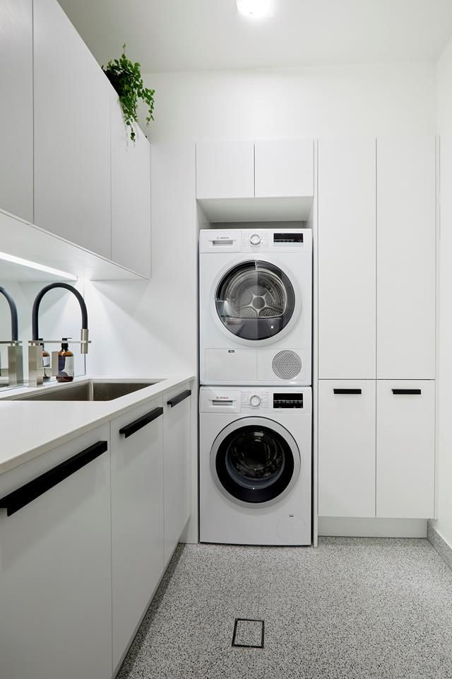stacked laundry room design