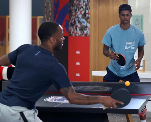 Raheem Sterling & Marcus Rashford enjoy a game of ping pong