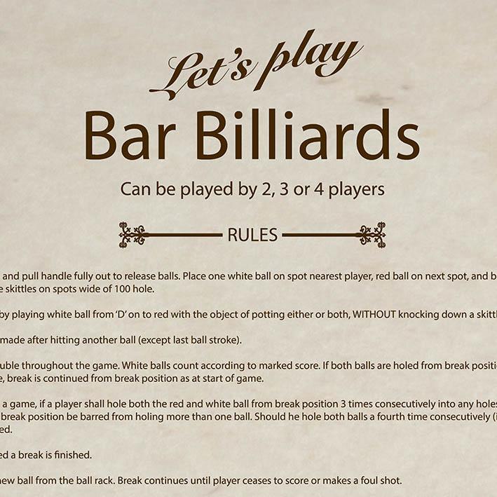 Bar Billiards Rules Framed The Games Room Company 7328