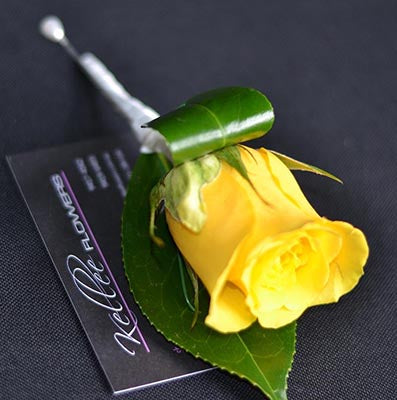 Melbourne Cup Day yellow rose buttonhole