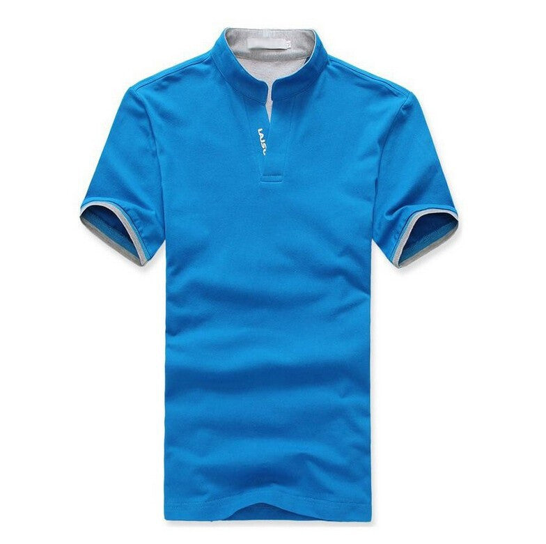Laiso Mandarin Collar Short Sleeve Polo Shirt