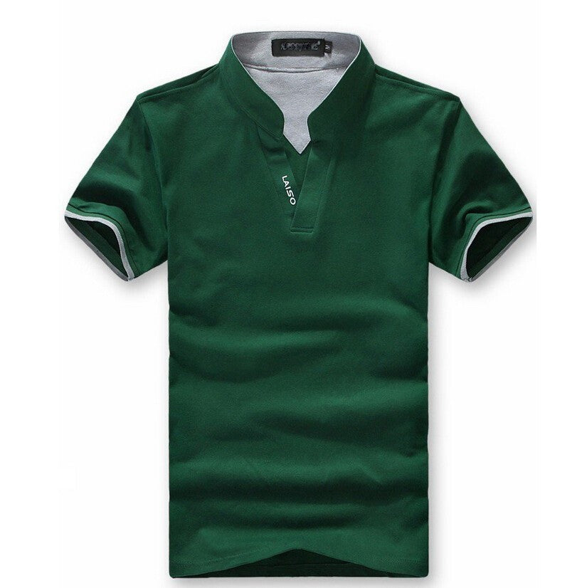 Laiso Mandarin Collar Short Sleeve Polo Shirt