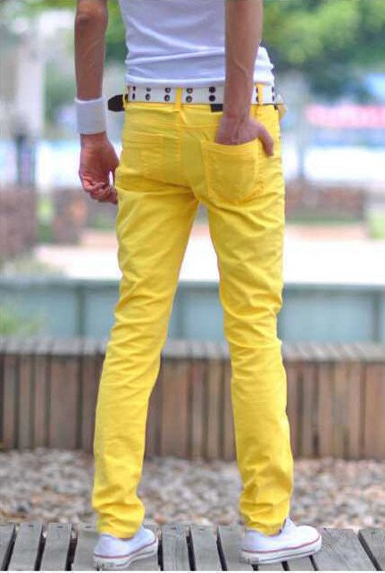 men's yellow jeans