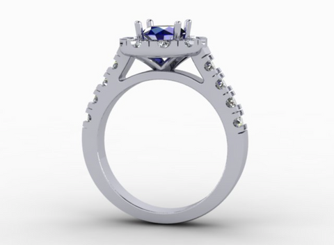 3D CAD Image of Diamond and Sapphire Engagement Ring