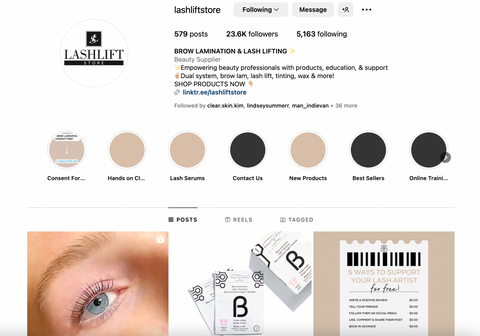 LashLift Store Instagram Profile | LashLift Store