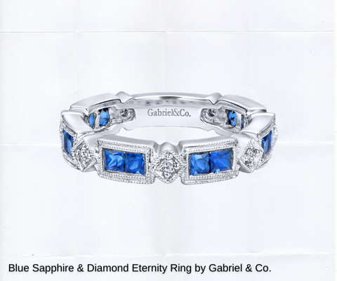 classic vintage inspired wedding band with blue sapphires and diamonds for sale ottawa wedding