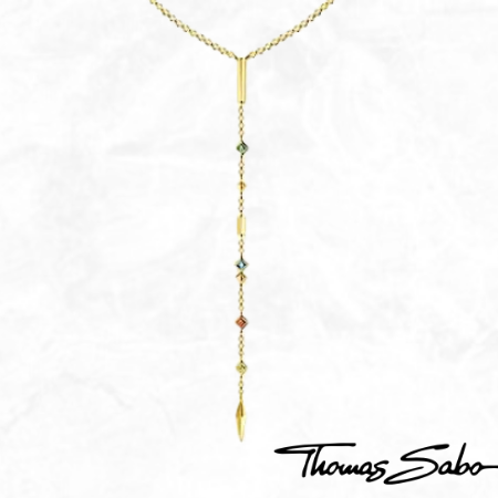 Thomas Sabo 18k Yellow Gold Plated Multi-Colour Stone Y-Necklace Bohemian Beaded Necklace for Sale Canada