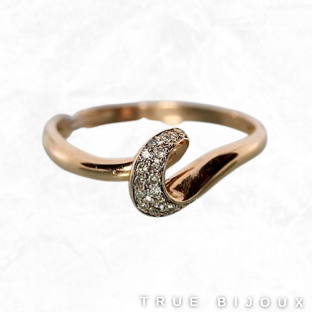 Estate 14k Rose Gold Diamond Swirl Ring Pink Gold Jewelry for Sale Graduation 2021