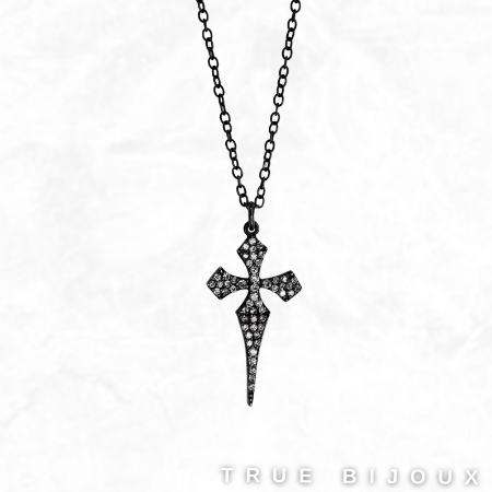 Blackened Sterling Silver And Diamond Cross Pendant Necklace Free Shipping Ottawa Jeweler