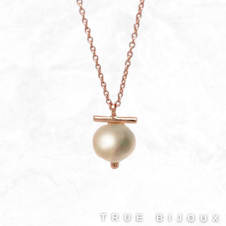 Petit Bijoux Rose Gold Plated Sterling Silver T-Bar Pearl Pendant Necklace Ottawa Toronto Vancouver Business