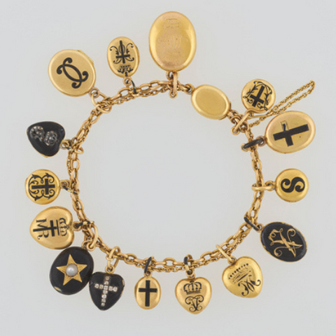Queen Victoria's gold & enamel charm bracelet, Image via Royal Trust Collection