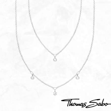 Thomas Sabo Sterling Silver And CZ Double Layered Necklace 925 Jewellery Dainty Free Shipping