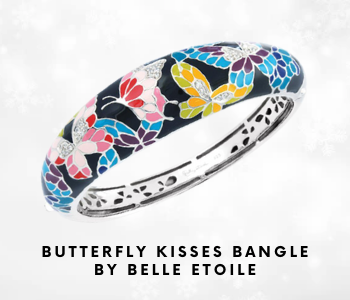 Belle Etoile Butterfly Kisses Multi-Colour & Black Enamel Sterling Silver Bangle