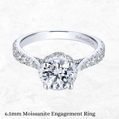 Gabriel & Co. 6.5mm Moissanite 14k White Gold Straight Diamond Engagement Ring