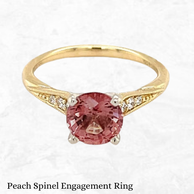 Gabriel And Co Peach Spinel & Diamond Engagement Ring toronto montreal ottawa vancouver wedding dealer
