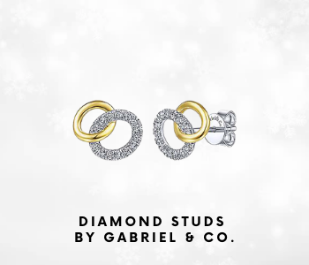 Gabriel & Co 14K Yellow & White Gold Interlocking Links Diamond Stud Earrings