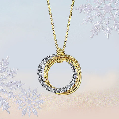 yellow gold diamond trio necklace for sale ottawa