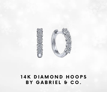 Gabriel & Co 14K White Gold & Diamonds 15mm Huggie Hoops