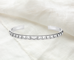 studded cuff bangle sterling silver simple and minimal