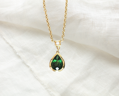unique green gemstone and diamond dangle pendant local Ottawa