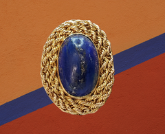 giant lapis and rope chain brooch vintage jewelry for sale Canada