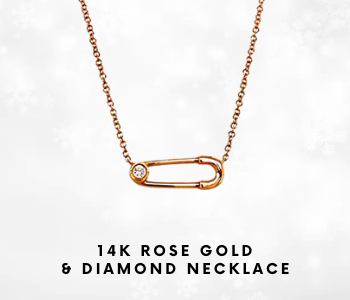 14K Rose Gold Pin Diamond Necklace