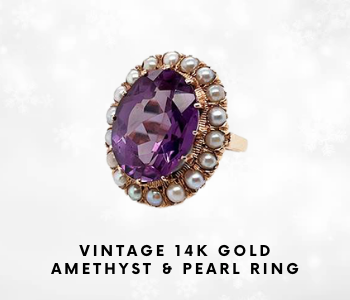 Vintage 14K Amethyst And Pearl Ring