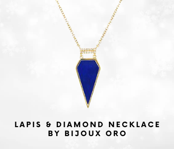 Bijoux Oro 14K Yellow Gold Lapis And Diamond Pendant